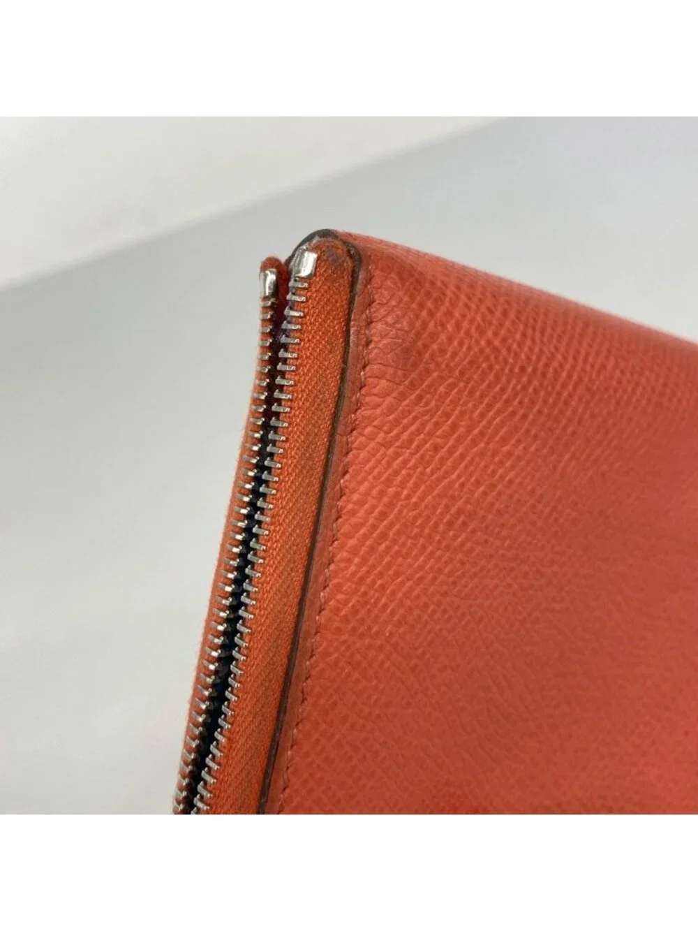 Hermes Coin Case Azap Silk Compact Veau Orange Field Silver